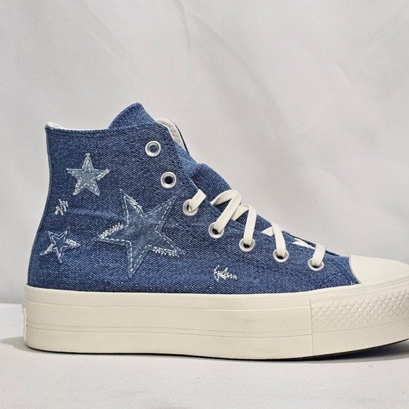 Converse Women's CTAS Lift Denim Hi Top Star Sneakers Size 8.5 A12045C Navy NWT - Picture 5 of 9